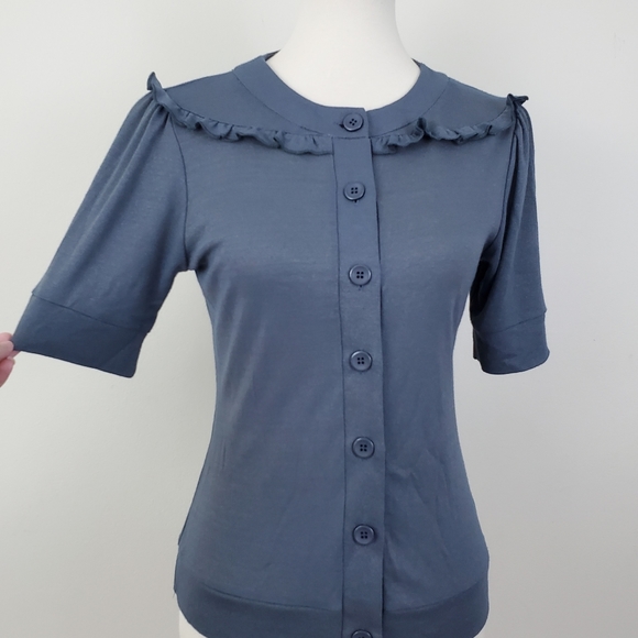 Cooper St Shimmer Ruffle Button Up Top - Picture 4 of 9